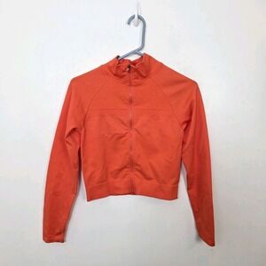 NWT Fabletics Orange Tory Cropped Full Zip Seamless Fitness‎ Jacket Size Medium